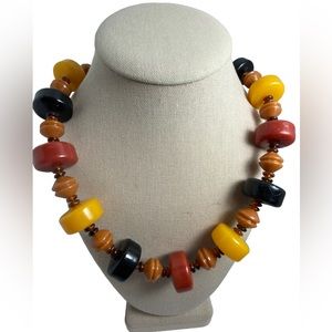 Acrylic brown, orange and black made I. Hong Kong necklace